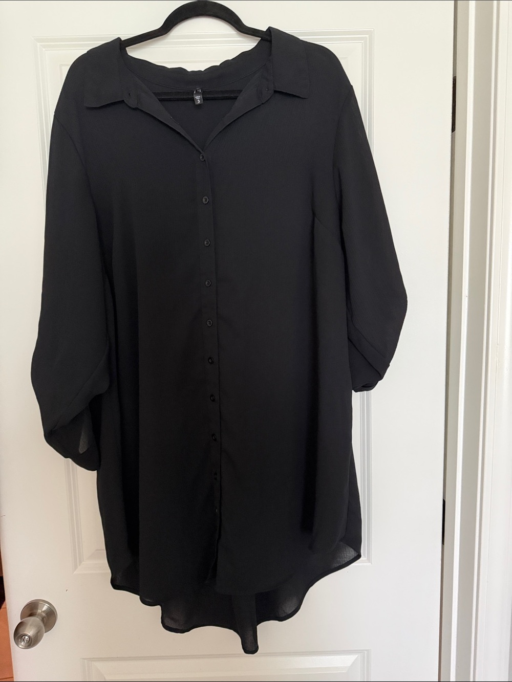 torrid Black Long-Sleeve Button Front Tunic Dress